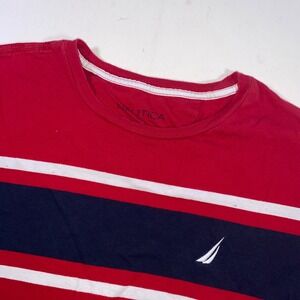 Nautica Mens XXL Striped Red Blue White Short Sleeve Cotton T-Shirt